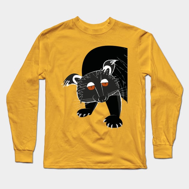 Black bear cat Long Sleeve T-Shirt by belettelepink